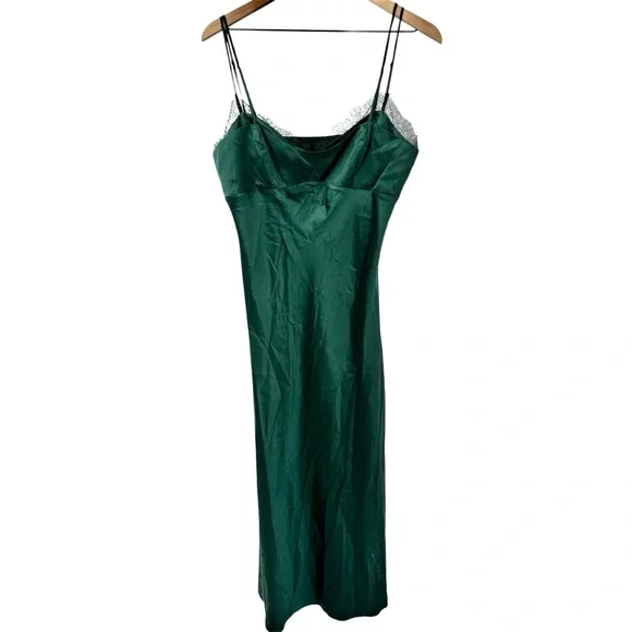 Veronica Beard | Dresses | Veronica Beard Bixie Stretch Silk Blend Satin  Slip Dress Pine Green Size Read | Poshmark